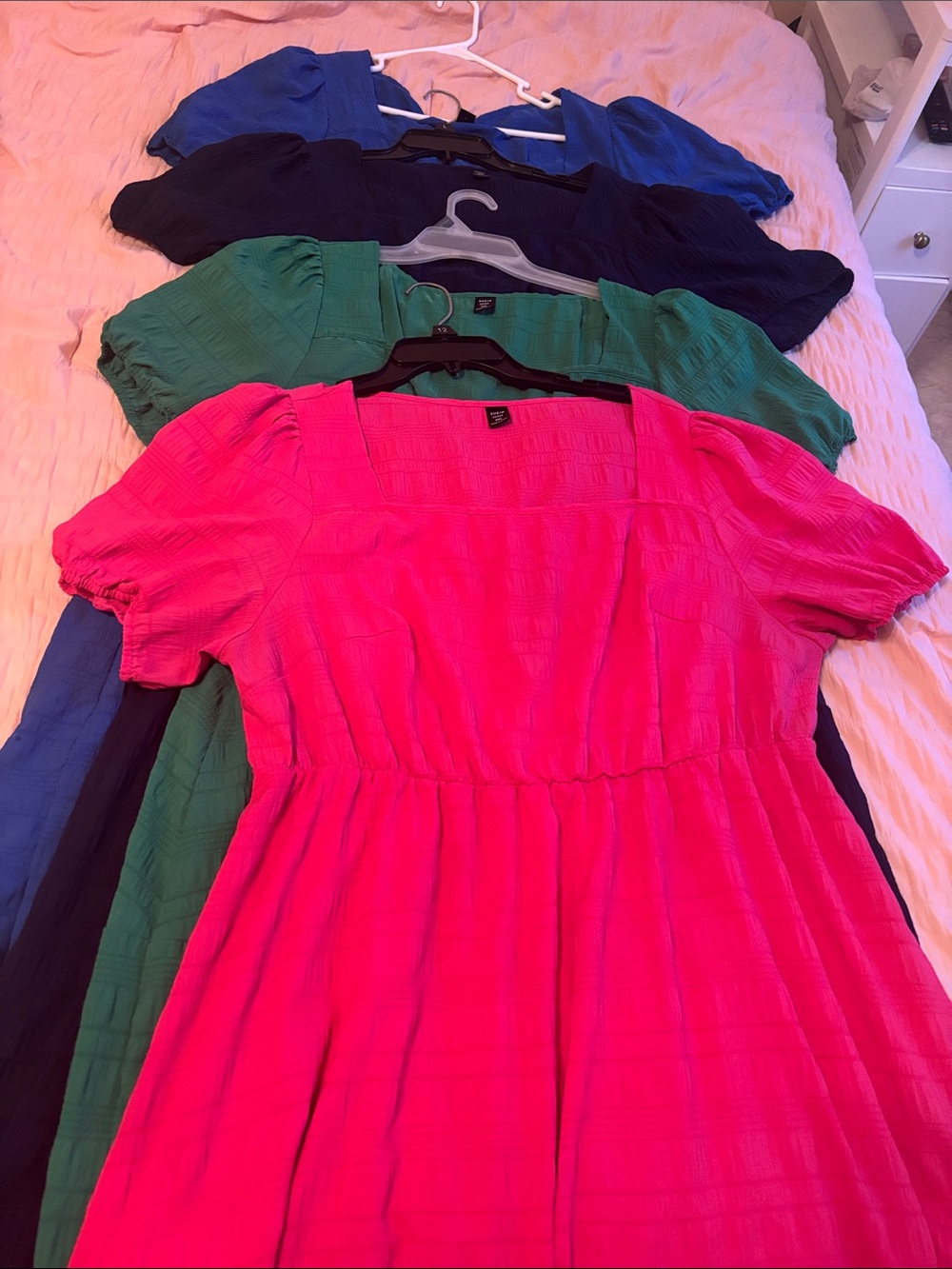 SHEIN Short Sleeve Square Neck Maxi Dress in Hot Pink, Green, Blue, Navy